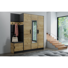 Priekšnama komplekts Roj 14 ozols craft/melna eco āda